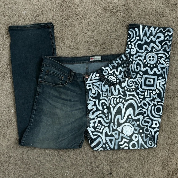 Trippy Hand Painted Abstract Pattern Jeans - Picture 6 of 10